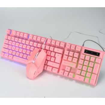 TX35 Mechanical Feeling Computer Laptop Desktop Business Keyboard - G103 Pink And Mouse