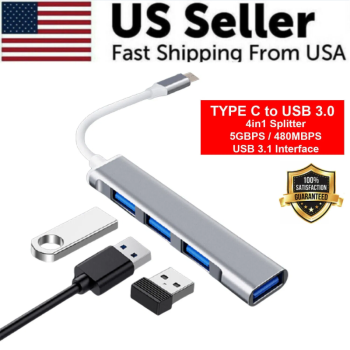 Multiport USB-C Hub Type C To USB 3.0 4K HDMI Adapter For Macbook Pro  Air USA - 4in1 Silver