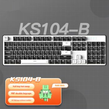 Red Dragon Three-model Mechanical Keyboard - Black And White Green Shaft