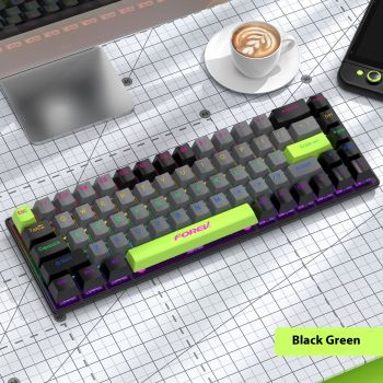 Wired Gaming Electronic Sports Customized Three-model Mechanical Keyboard - Dark Jade Black Three Modes