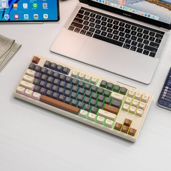 Wireless Bluetooth Dual Mode Mechanical Feeling Keyboard - Coffee Version