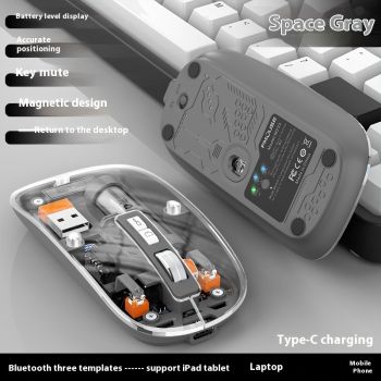 Transparent Wireless Mouse Desktop Computers And Laptop Office Home Mouse - Gray-Third Mock Examination