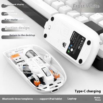 Transparent Wireless Mouse Desktop Computers And Laptop Office Home Mouse - White-Third Mock Examination