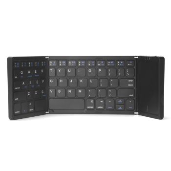 Three Folding Wireless Bluetooth Keyboard Touch Pad Mobile Phone Tablet Notebook Portable Folding Keyboard - Black