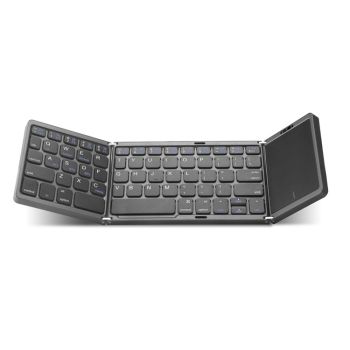 Three Folding Wireless Bluetooth Keyboard Touch Pad Mobile Phone Tablet Notebook Portable Folding Keyboard - Dark Gray