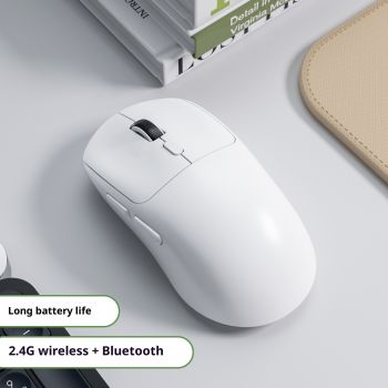 Bluetooth Wired Three-model Mouse Office Notebook Game Multi-color Mute Wireless Mouse - White-Dual Mode-348