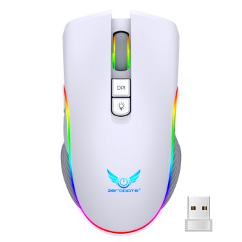 Wireless Gaming Type-C Charging Interface RGB Dazzling Light Bluetooth Optical Mouse - White