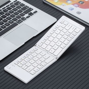 Home Portable Wireless Bluetooth Two Fold Keyboard - White