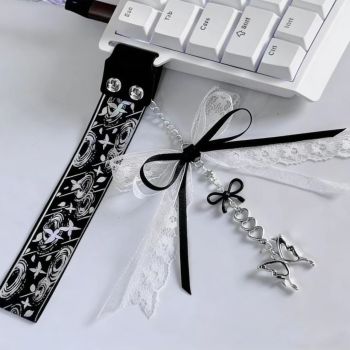 Black Dusk Butterfly Keyboard Ribbon Handmade Decorative Keyboard Accessory - Black Ribbon Pendant