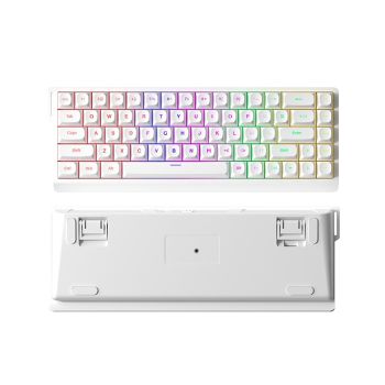 Portable 68-key Keyboard With Customizable Game-themed Streamer - White