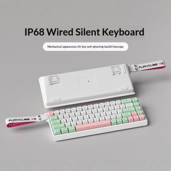 Portable 68-key Keyboard With Customizable Game-themed Streamer - White Green Pink