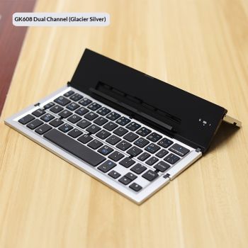 Geyes Bluetooth Wireless Foldable Keyboard, Three-System Dual-Mode - Silver