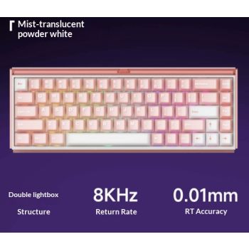 Three-mode Magnetic-axis Mechanical Gaming Keyboard For Esports - Pink And White