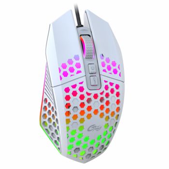 X801 Wired Mouse Hole Hollow Luminous Desktop Computer Notebook Office Game Competition 8000Dpi - White