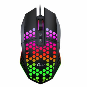 X801 Wired Mouse Hole Hollow Luminous Desktop Computer Notebook Office Game Competition 8000Dpi - Black