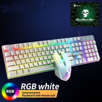 Kuiying T6RGB Luminous Keyboard And Mouse Set - White-RGB glow