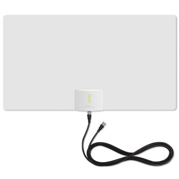 Mohu MH-110160BB Leaf Supreme PRO Paper-Thin Indoor TV Antenna, Amplified, UHF VHF, 65-Mile Range, Multi-Directional - with 12-Ft. Cable, Signal Indicator