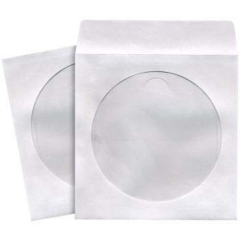 Maxell 190133 - CD402 CD/DVD Paper Storage Sleeves, 100 Pack, White