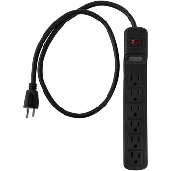 STANLEY 33220 6-AC Outlet 1080-Joules SurgeMax 1080 Surge Protector Power Strip, 3-Ft. Cord with Straight Plug, 33220