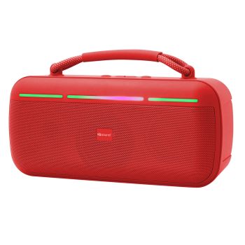 IQ Sound IQ-3521RGB RED 15-Watt-RMS Halo Glow Portable Bluetooth Rechargeable Speaker with TWS, Lights, USB/microSD Card, FM, up to 20 Hours Play Time (Red)