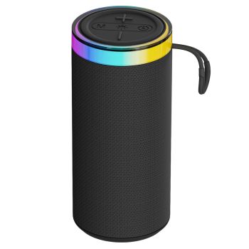 Supersonic SC-2440BT BLK 8-Watt-RMS Halo Spark Go Portable Bluetooth Rechargeable Speaker with TWS, LEDs, USB/microSD Card, and FM Radio (Black)