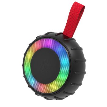 RCA Flame-101BLACK 5-Watt Flame-101 Viper Mini Portable Bluetooth Party Speaker with TWS, RGB Lights, USB/microSD Card/Aux, FM Radio, up to 3 Hours Play Time (Black)