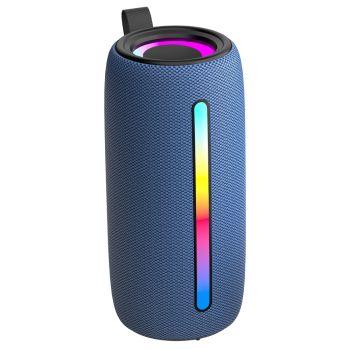 RCA Flex-4 NAVY 5-Watt FLEX-4 Mini Bazooka Portable Bluetooth Flame Party Speaker with TWS, Sound FX, USB/microSD Card/Aux, FM, up to 6 Hours Play Time (Blue)