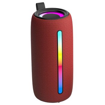 RCA Flex-4 RED 5-Watt FLEX-4 Mini Bazooka Portable Bluetooth Flame Party Speaker with TWS, Sound FX, USB/microSD Card/Aux, FM, up to 6 Hours Play Time (Red)