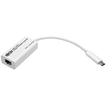 Tripp Lite by Eaton U436-06N-GBW USB-C to Gigabit Ethernet NIC Network Adapter, Thunderbolt 3 Compatible, White, U436-06N-GBW