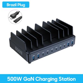 500W USB C Charger 10 Ports GaN Charging Station Stand PD 100W Fast Charge for MacBook Pro iPhone Samsung Laptops TabletsCHINA MAINLAND BRAZIL PLUG