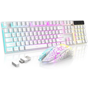 MAMBASNAKE x ZIYOU LANG T3 Wireless Gaming Keyboard and Mouse Combo Rainbow BacklightWHITE UNITED STATES