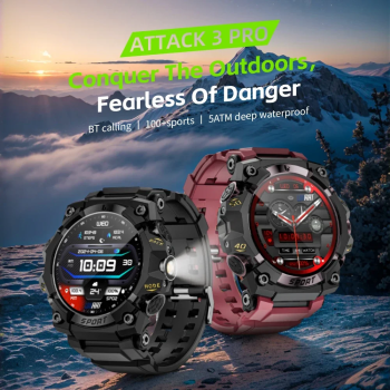 LOKMAT New Rugged Smart Watch Bluetooth Calls Wristband Fitness Tracker Flashlight Message Push Heart Rate Monitor for Phone