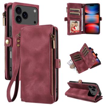 Flip Case for iPhone 17 16 15 14 13 12 11 Pro Max X XS PLUS AIR  Wallet Leather Cards Phone BagsRED IPHONE 12