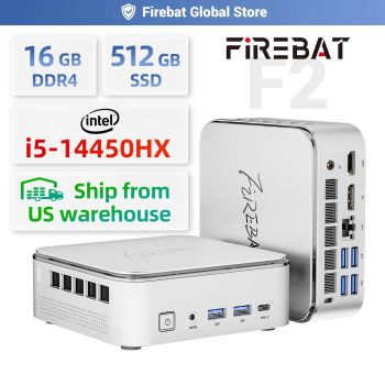 Firebat F2 Mini PC Intel Core i5-14450HX 10-Core 16-Thread Windows 11 16GB DDR4 RAM 512GB PCIe SSD WiFi 6 BT5.2 Triple Display