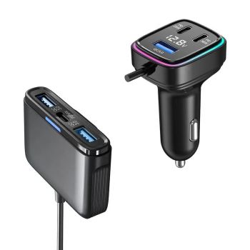 Car USB Charger Multiport Multiport USB C Car Charger 6 Port Car Phone Charger Adapter with Voltage Display 1.5m/4.92FtUNITED STATES