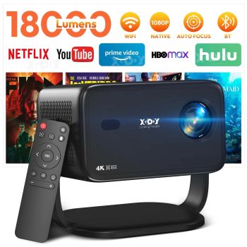 XGODY 4K Projector Native 1080P AUTO Focus WiFi6 18000 lumens Android Beamer HD Home Theater Cinema for HomeBLACK UNITED STATES