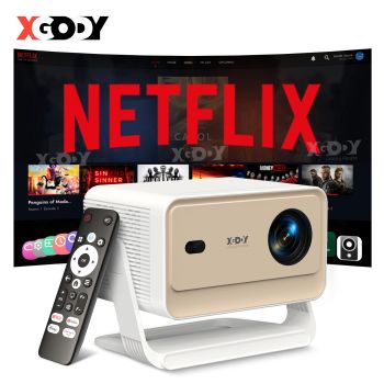 XGODY Projector N6/N6 Pro Netflix Officially 4K Voice Control Smart Android TV Whale OS 8/32GB ROM for Movie Home Theater