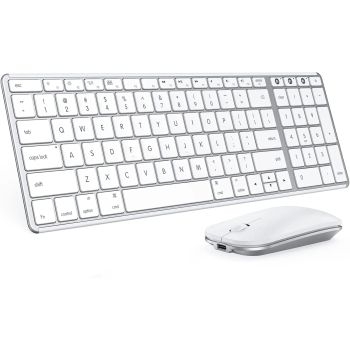 SGIAWETA-Bluetooth Keyboard and Mouse Combo for Mac, SKM64-2 Rechargeable Slim Wireless Keyboard Mouse Compact-birthdayUNITED STATES WHITE