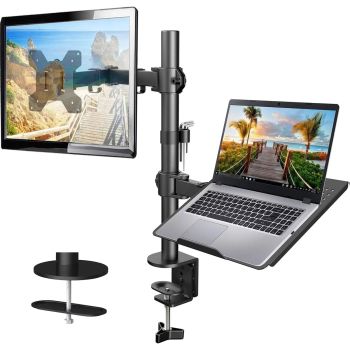 Adjustable Single Arm Monitor Stand for 32" Screen and Laptop, Heavy Duty Ergonomic Bracket Holds 22lbsUNITED STATES