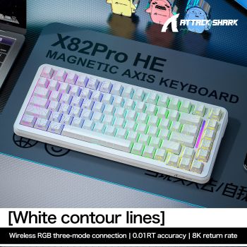 Wireless Magnetic Keyboard ATTACK SHARK X82Pro HE Wired 8K 0.01mm Esports Gaming RGB Mechanical Keyboard for PC/PS5/MacWHITE MAGNETIC SWITCH