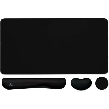 4-in-1 Large Gaming Mouse Pad Set with Wrist Support, Waterproof Desk Mat for Office & Gaming - BlackUNITED STATES