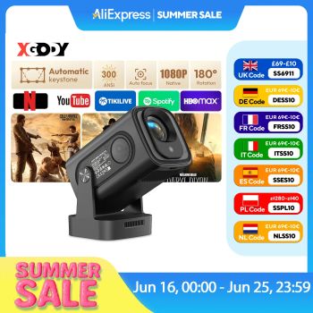 XGODY 4K HD 300ANSI Projector Cinema Bluetooth WiFi 1080P Android Home Theater SmartBLACK UNITED STATES