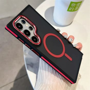 Luxury Matte Magnetic Case For Samsung Galaxy S24 S22 S25 Ultra S23 Plus S23 FE For Magsafe Wireless Charging Shockproof CoverUNITED STATES RED FOR S23 ULTRA