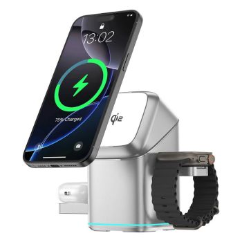 3 In 1 Magnetic Wireless Charger Stand For iPhone 17 16 15 14 13 12 Pro Max iWatch AirPods Station Dock MagSafe Fast Charging