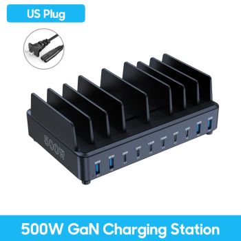 500W USB C Charger 10 Ports GaN Charging Station Stand PD 100W Fast Charge for MacBook Pro iPhone Samsung Laptops TabletsCHINA MAINLAND US PLUG