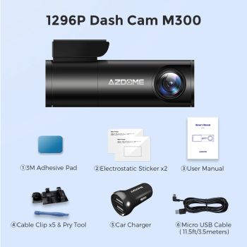 【Overseas Warehouse】AZDOME Dash Cam M300-335R 1296P Dash Camera for Cars Voice Control Car DVR WiFi Dashcams 24H Parking MonitorM300 STANDARD UNITED STATES NONE