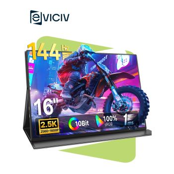 EVICIV 16" 2.5K 144HZ Portable Monitor QHD 16:10 100%sRGB with HDMI USB-C Travel FreeSync Gaming Display for Laptop Steam Deck