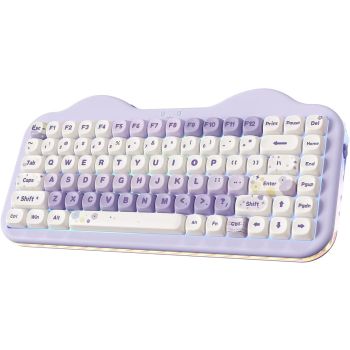 75% Wireless Mechanical Keyboard, Hot-Swappable, RGB Backlit, Bluetooth/2.4G/USB-C, PBT Keycaps for Mac/Windows Gaming (Purple)UNITED STATES
