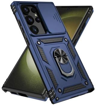 Slide Camera Lens Military Grade Armor Case For Samsung Galaxy S25 Ultra Plus S24FE A16 A06 A26 A36 A56 Holder Ring Stand 2026BLUE UNITED STATES FOR GALAXY S25 ULTRA