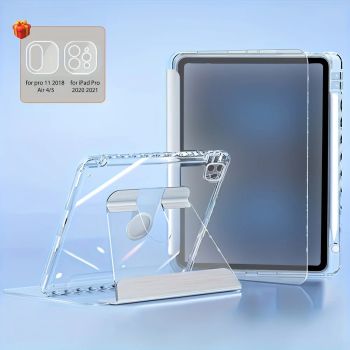 360° Rotation Transparent Tablet Case For iPad Air 4/5 10.9 11 M2 Case 10th 10.9 7/8/9th 10.2 5/6th 9.7 Pro 11 12.9 Mini 6 Cover